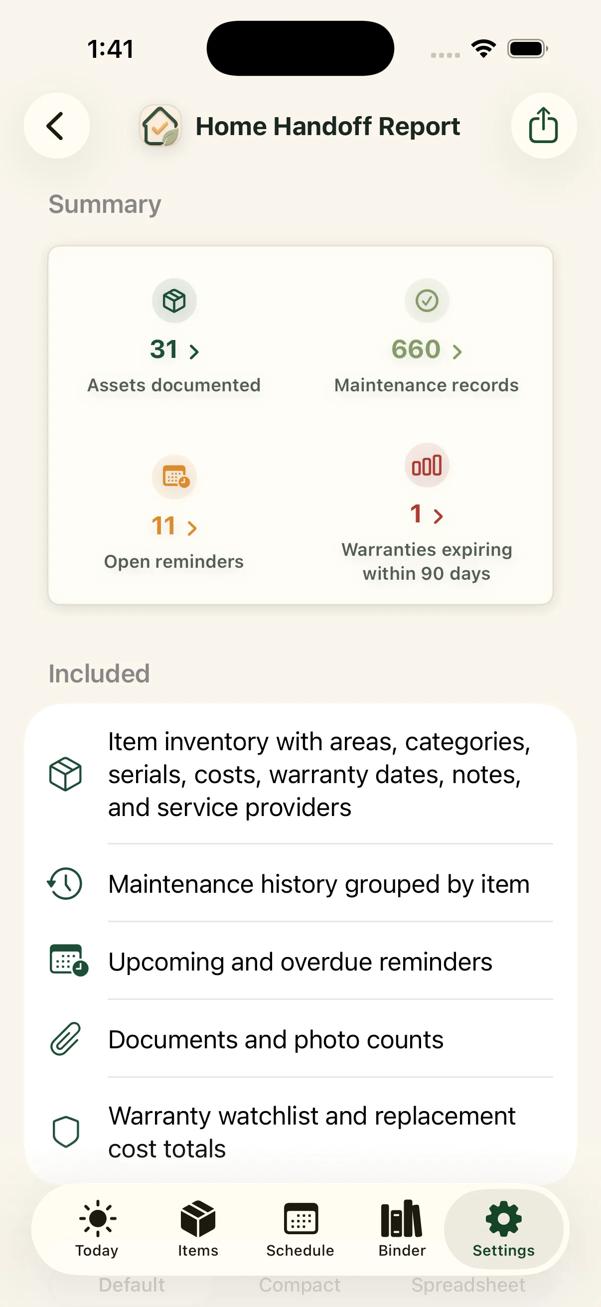 Home handoff report in the Around The House iPhone app