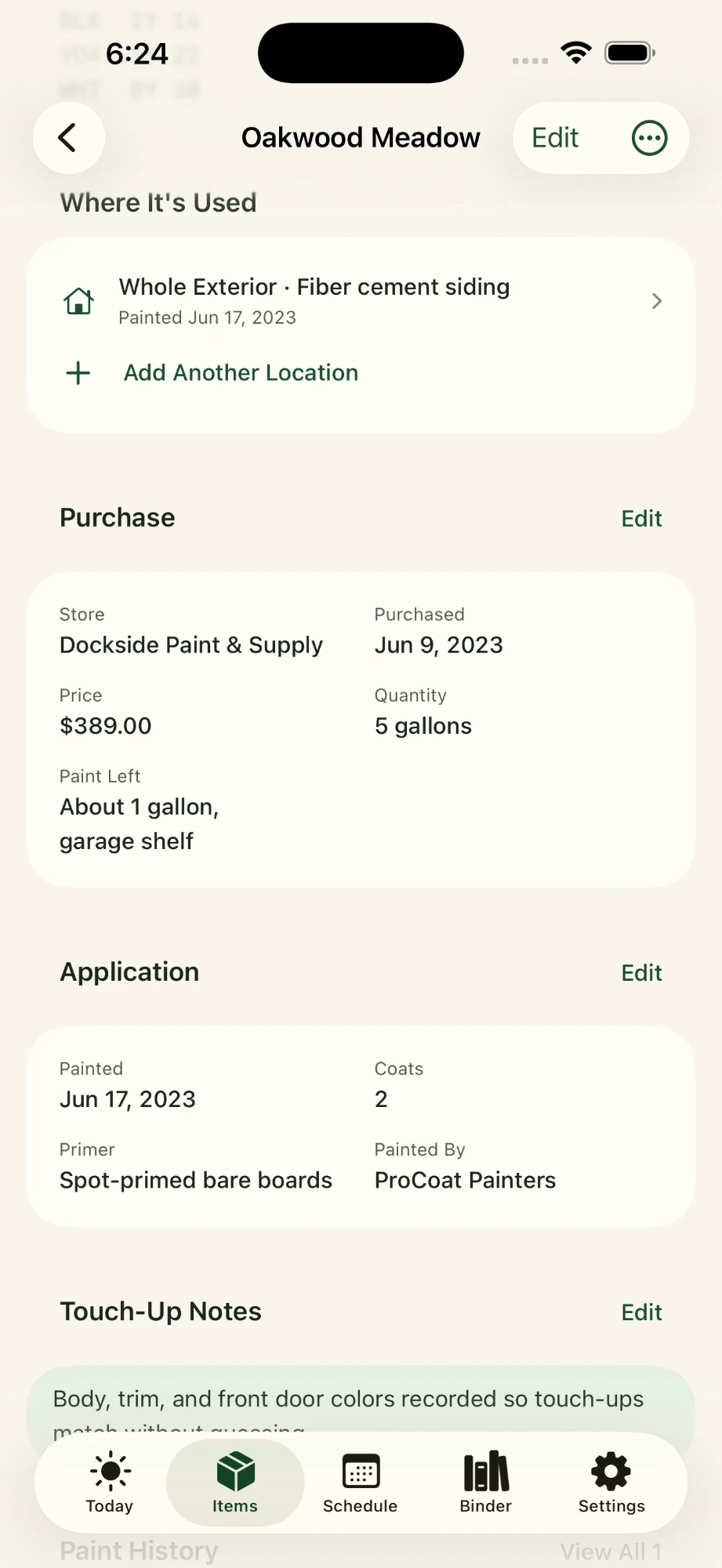 Paint purchase & application in the Around The House iPhone app