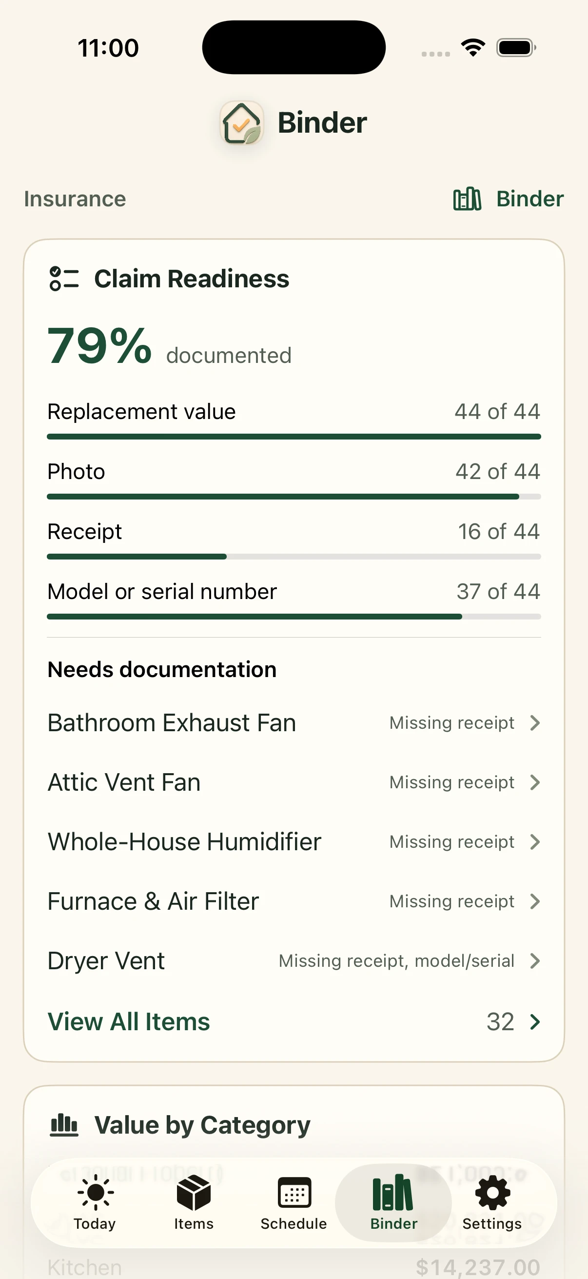 Documentation check in the Around The House iPhone app